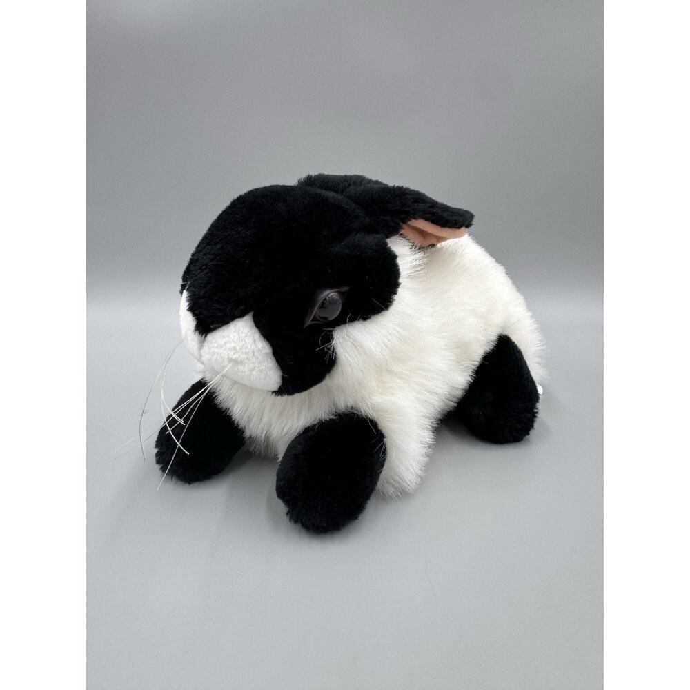 Dutch Bunny Rabbit Plush Black White 9 Inch Realistic Stuffed Animal